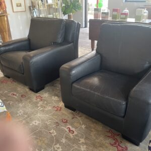 Pair of Roche Bobois Leather Club Chairs