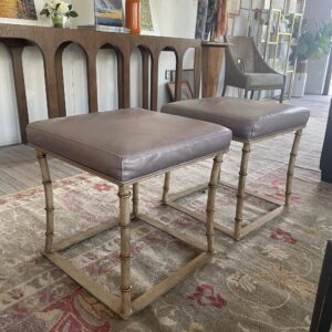 Pair of Leather Baker Stools