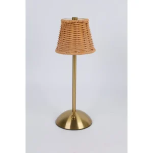 Rechargeable Rattan Led Lamp - Gold